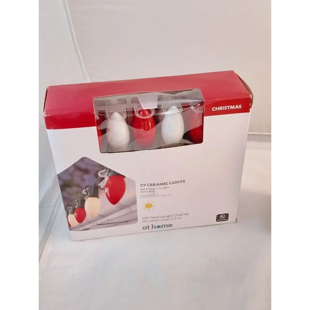At Home 70 CT‎ Red / White / Green LED C9 Transparent Christmas Lights String